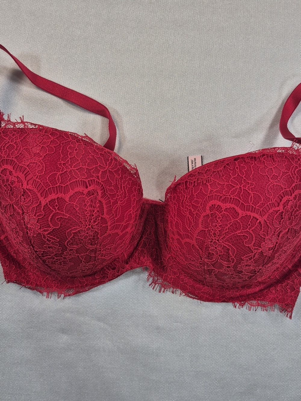 Victoria’s Secret Red Lace Lined Demi Bra Underwire 34DD NEW
